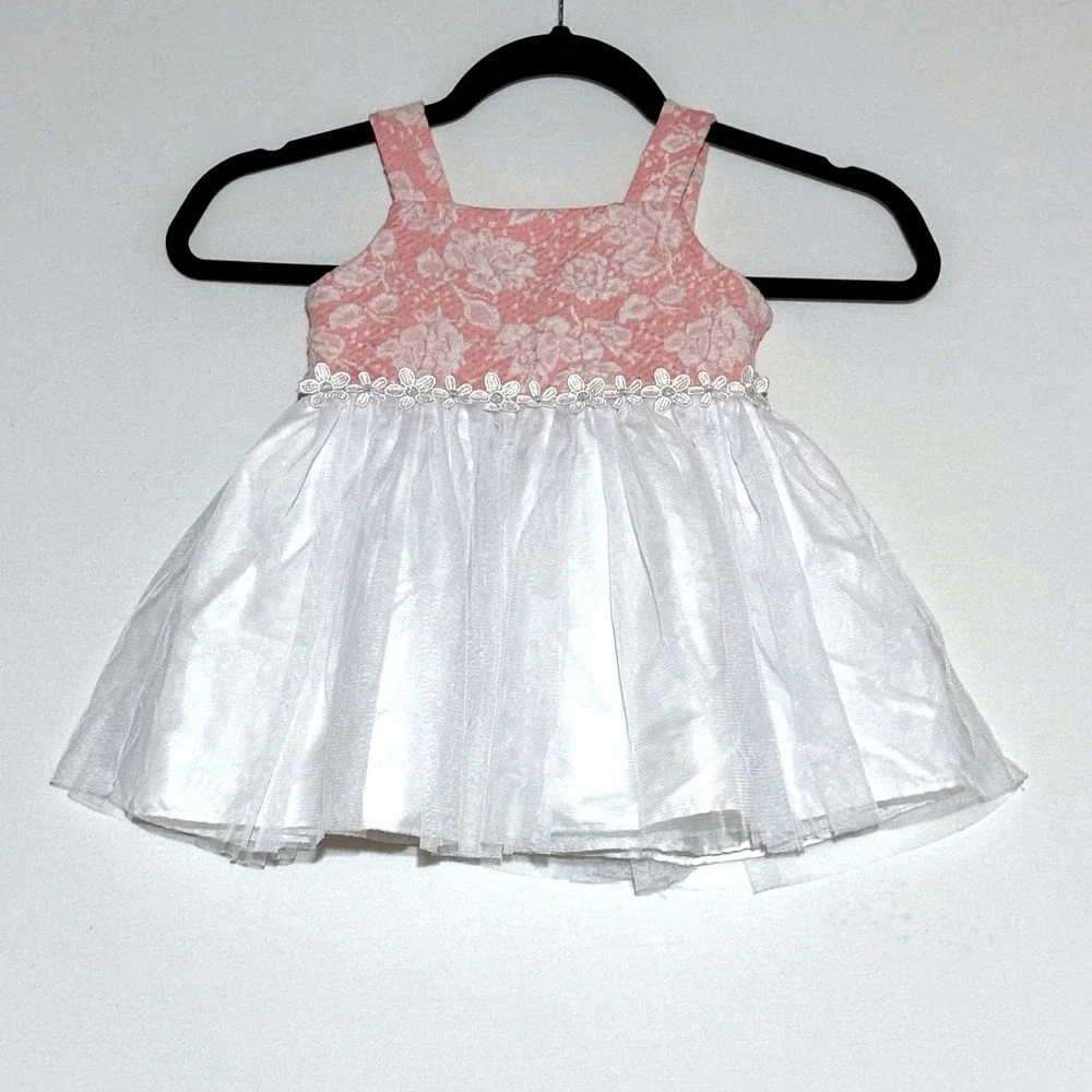 Youngland Toddler‎ Girls 3T Pink White Floral Lace Tulle Dress Special Occasion